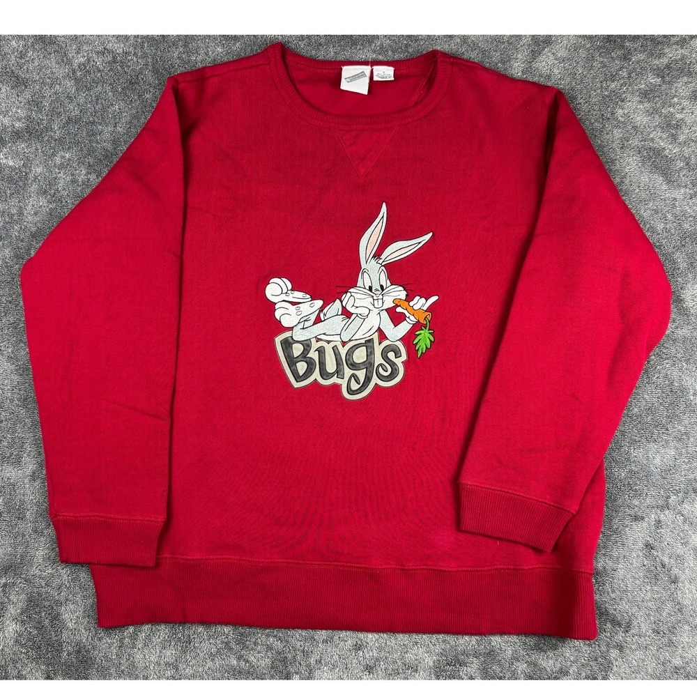 Vintage Warner Bros Studio Store Bugs Bunny‎ Red Crewneck Sweatshirt Small